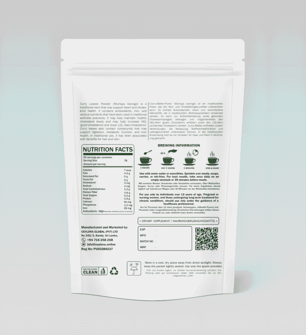 Curry Leaves Powder - Traditional Ayurvedic Cholesterol & Blood Sugar Support | Natural Heart Health Supplement