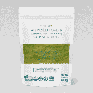 Welpenela powder in container - traditional Ayurvedic herb for natural vitality and energy support"